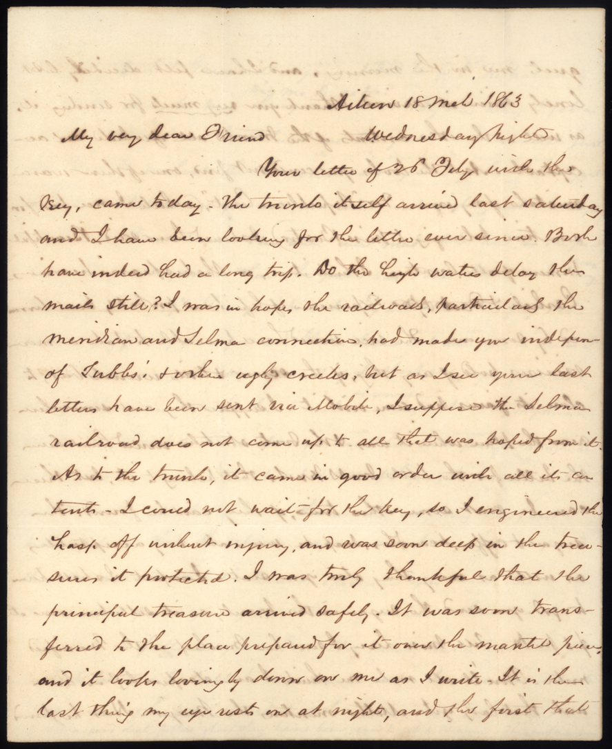 Letter, Leroy H. Anderson, Aiken, South Carolina, to Mary Reavis