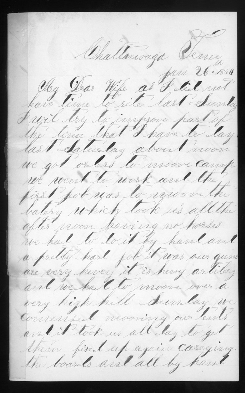 Letter, Charles Caley, Chattanooga, Tennessee, to Juliaette Carpenter Caley