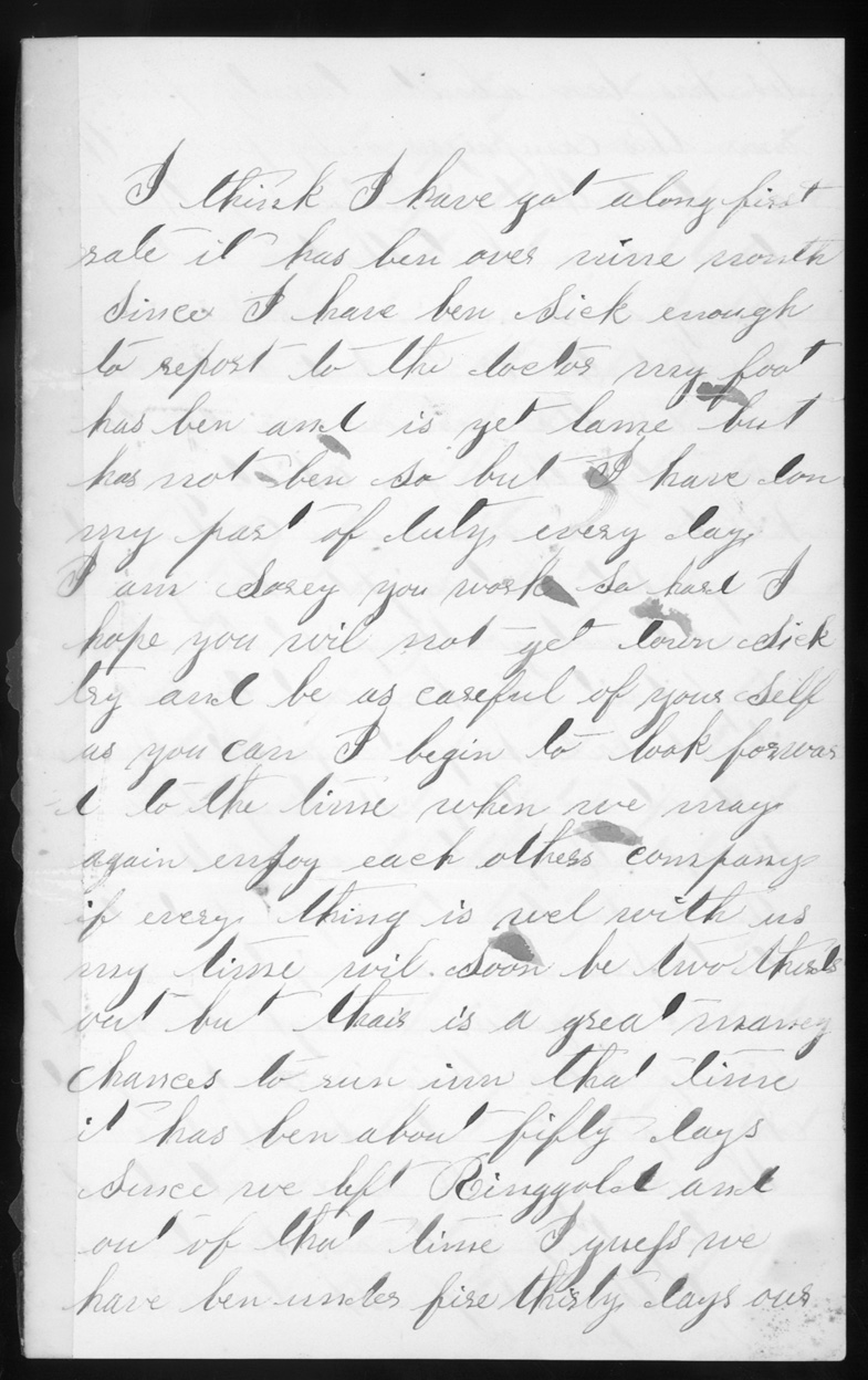 Letter, Charles Caley, to Juliaette Carpenter Caley