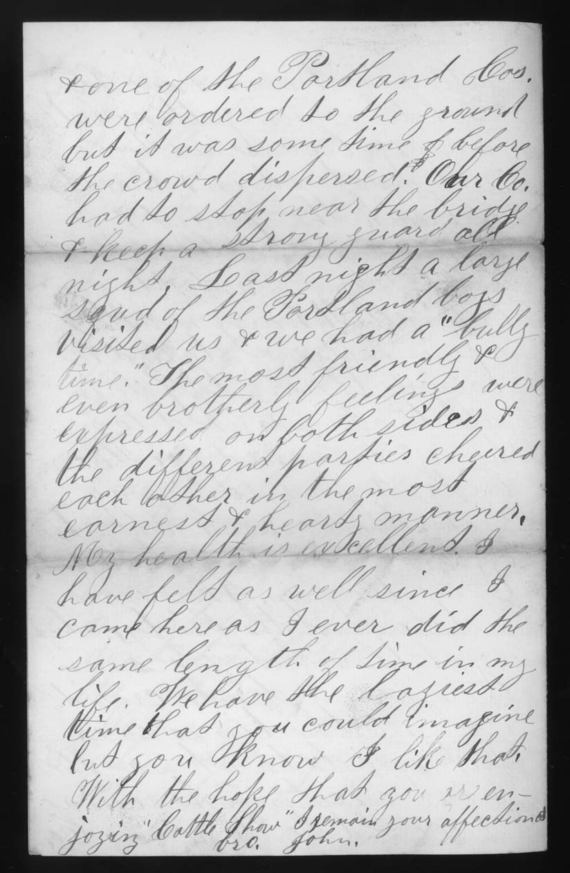 Letter, John M. Jackson, Camp Abraham Lincoln, Portland, Maine, to Alonzo Jackson, Page 4