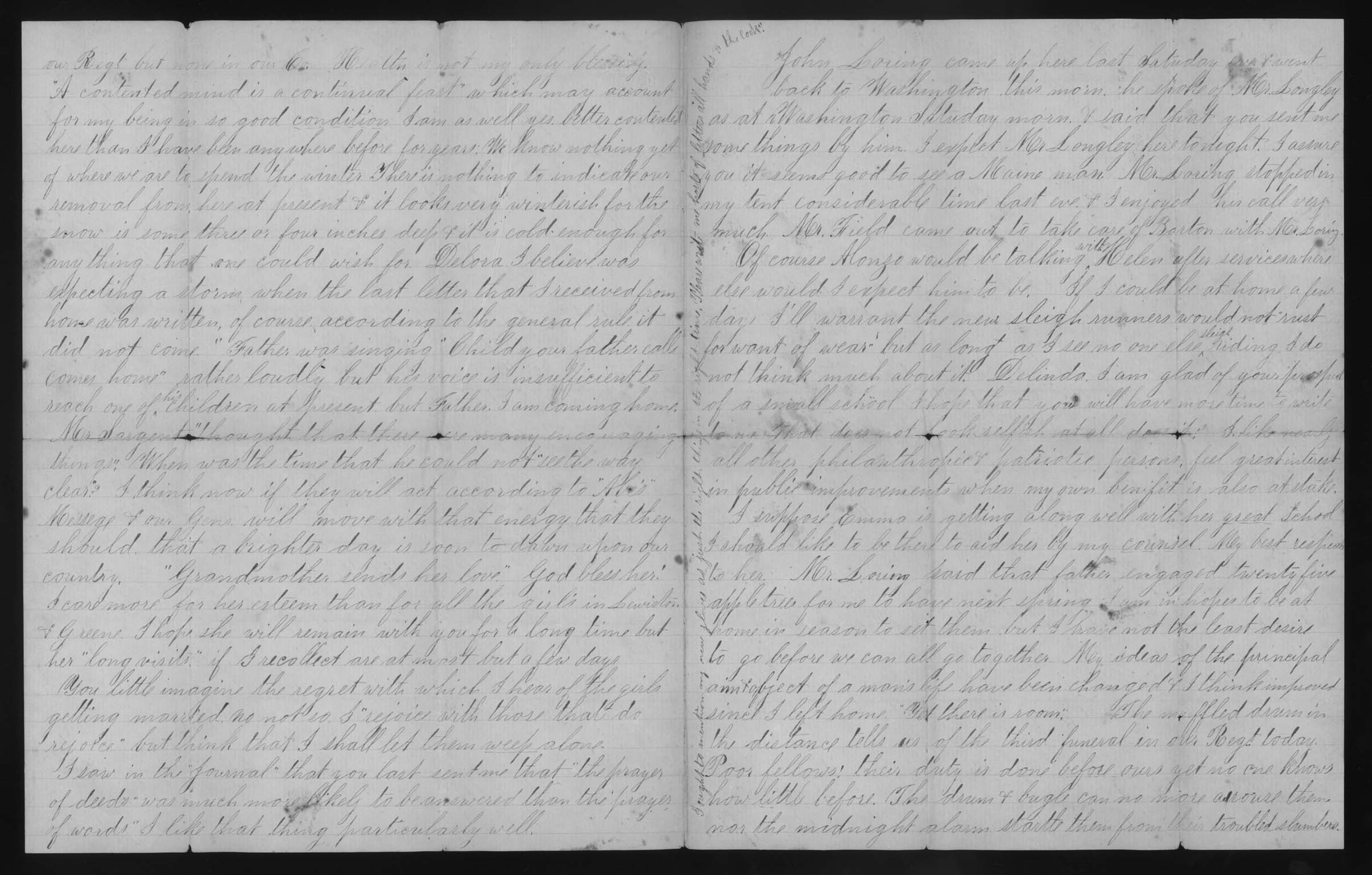 Letter, John M. Jackson, Camp Grover, Montgomery County, Maryland, to Friends of John M. Jackson, Pages 2-3