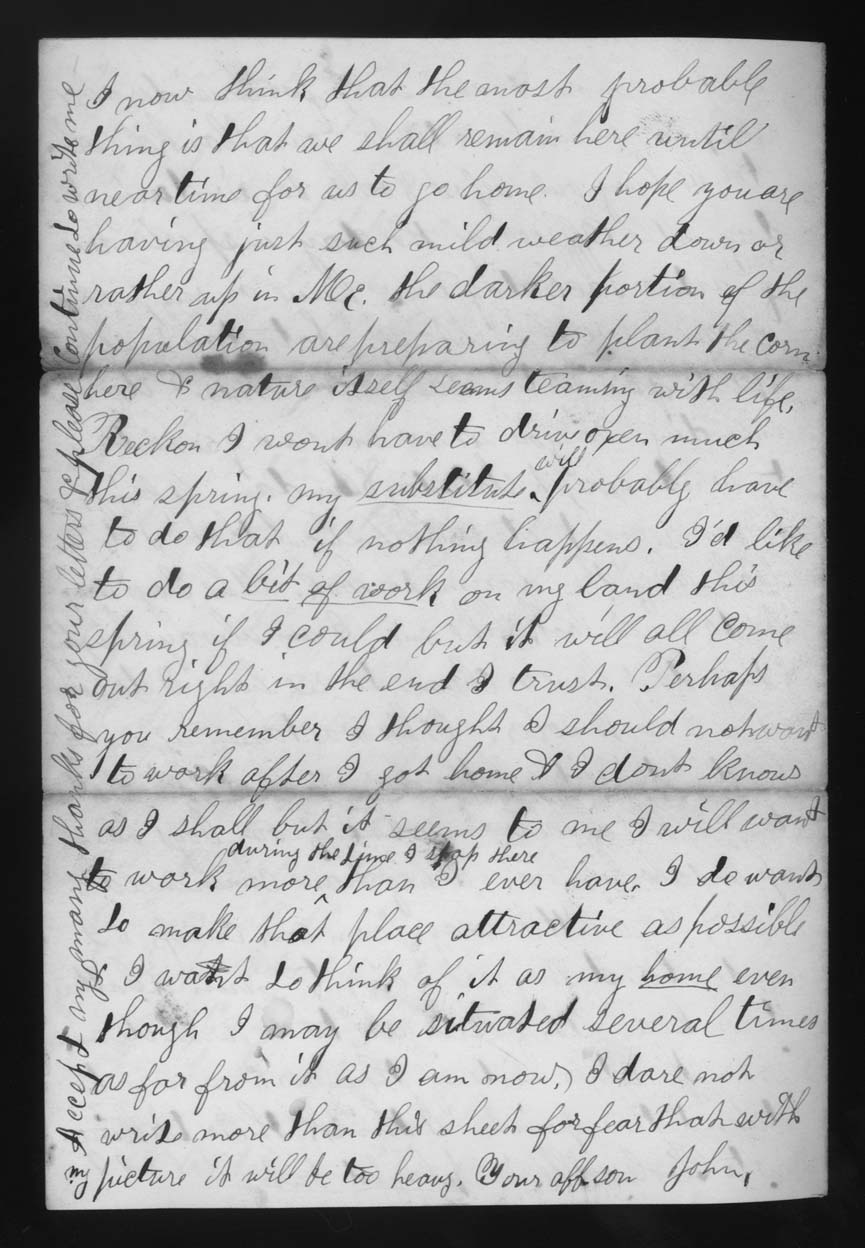 Letter, John M. Jackson, Camp near Edwards Ferry, Maryland, to Betsey Mower Jackson, Page 4