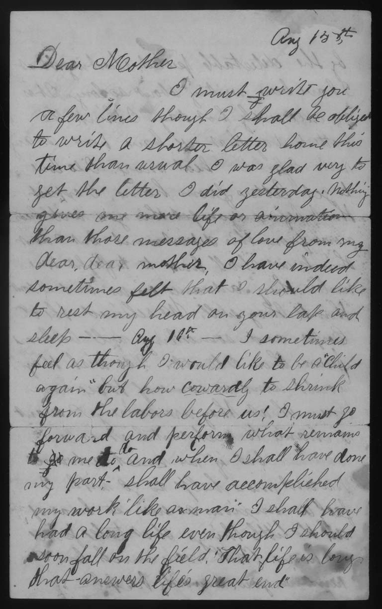 Letter, John M. Jackson, Near Petersburg, Virginia, to Delora Jackson and Betsey Mower Jackson, Page 4