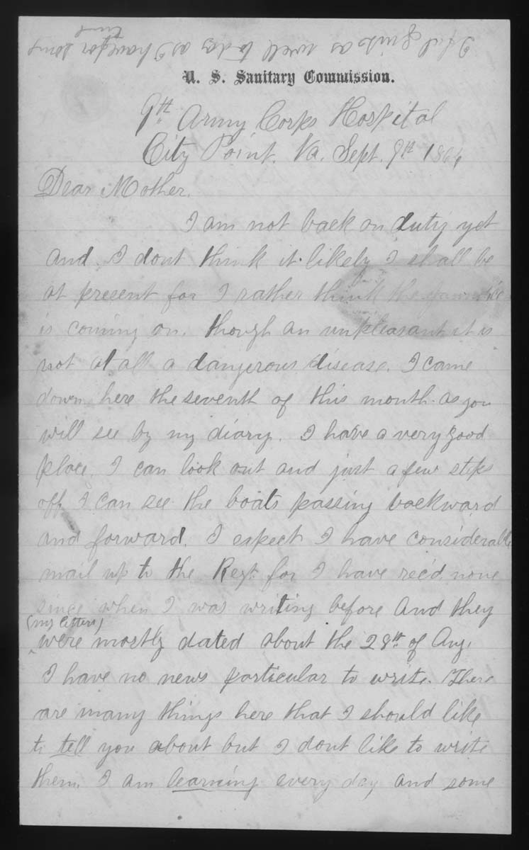 Letter, John M. Jackson, 2nd Division Hospital near Petersburg, Virginia, to Betsey Mower Jackson and Delora Jackson, Pages 2-3