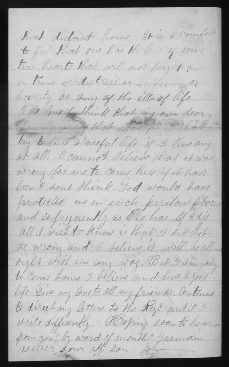 Letter, John M. Jackson, 9th Army Corps Hospital, City Point, Virginia, to Betsey Mower Jackson, Page 4