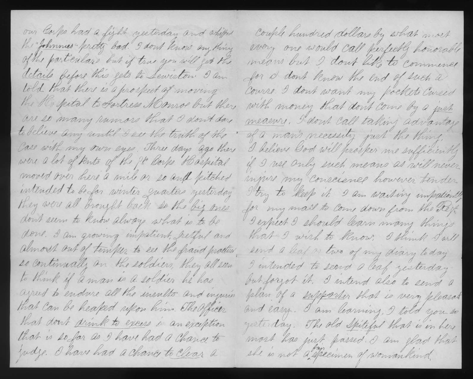 Letter, John M. Jackson, 9th Army Corps Hospital, City Point, Virginia, to Joseph Jackson Family, Pages 2-3