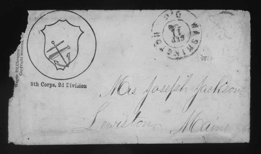 Letter, John M. Jackson, 9th Army Corps Hospital, City Point, Virginia, to Joseph Jackson Family, Envelope Front