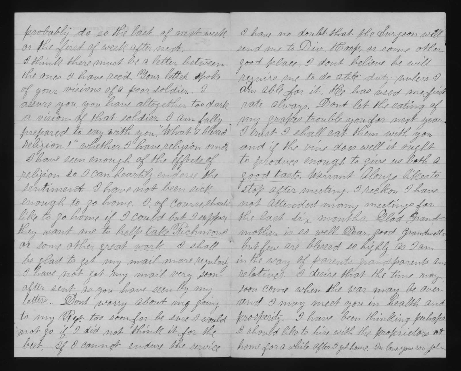 Letter, John M. Jackson, 9th Corps Army Hospital, City Point, Virginia, to Betsey Mower Jackson and Delinda Jackson, Pages 2-3