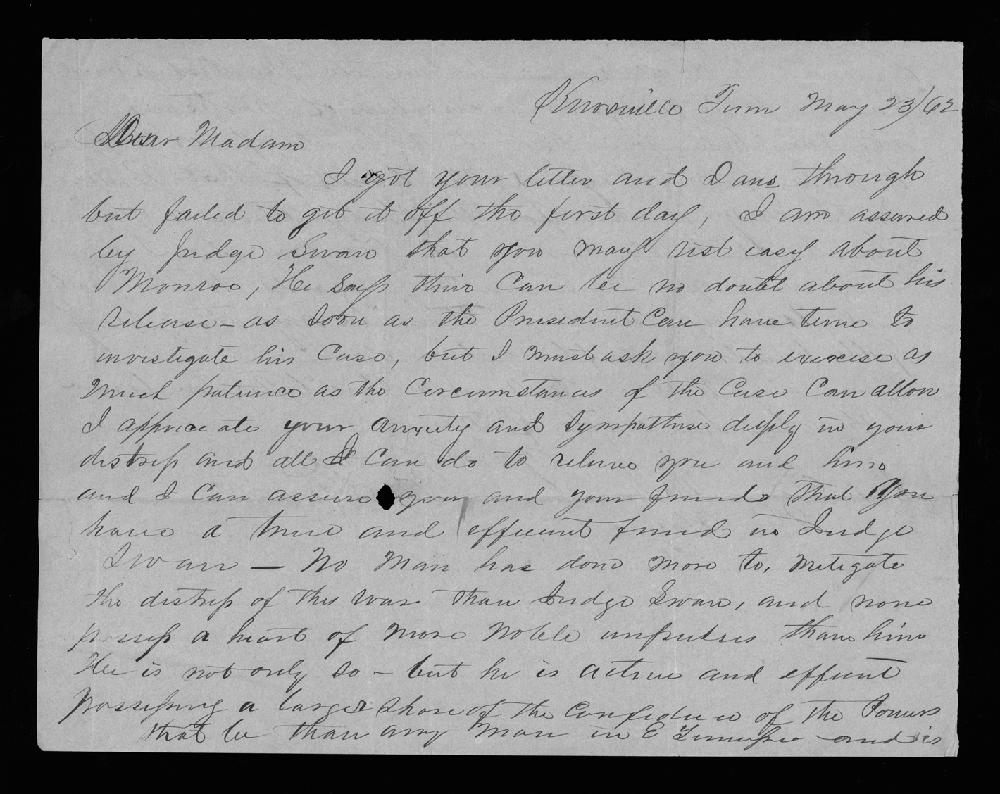Letter, M.J. Parrott, Knoxville, Tennessee, to Elizabeth Walker Meek