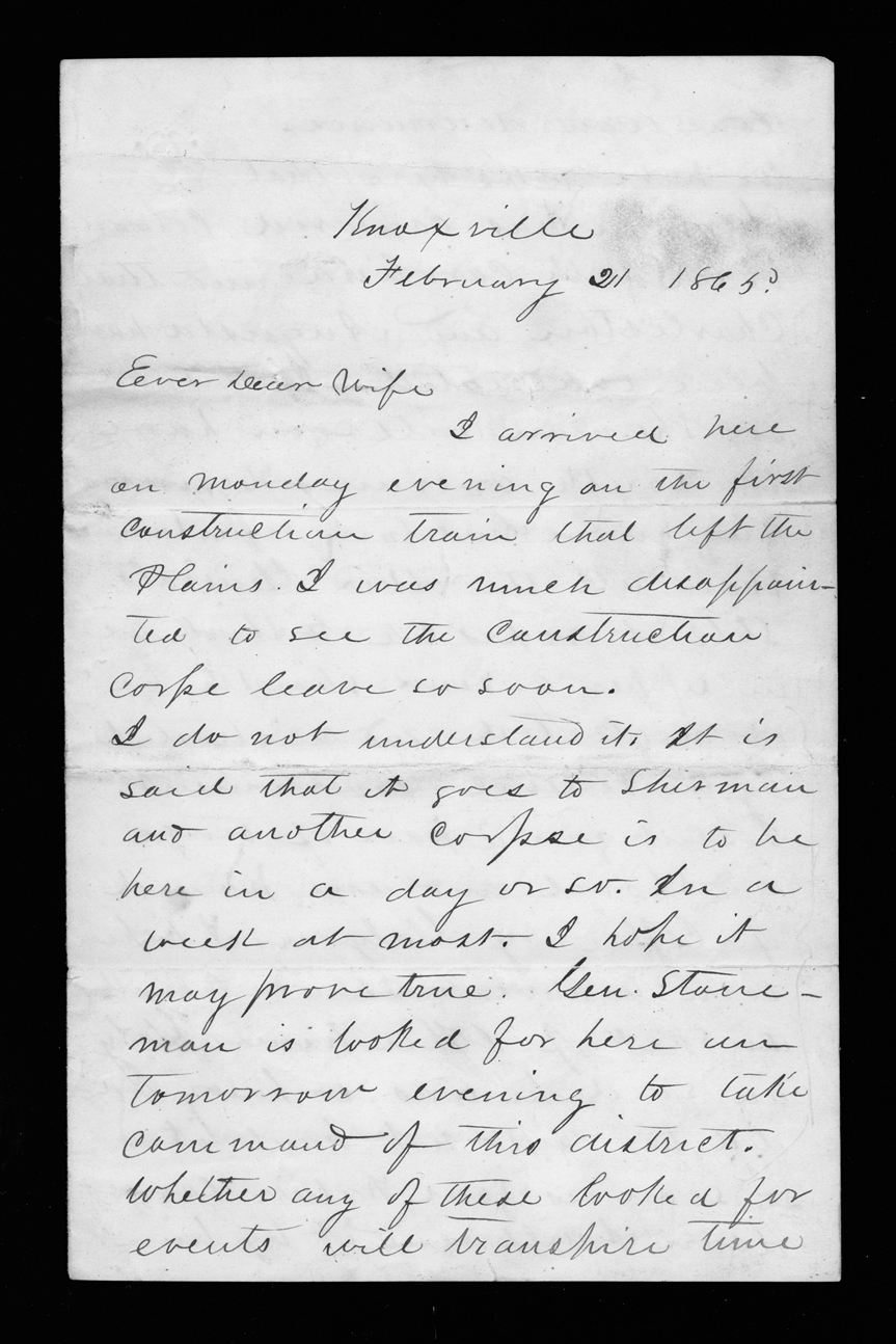 Letter, James Monroe Meek, Knoxville, Tennessee, to Elizabeth Walker Meek
