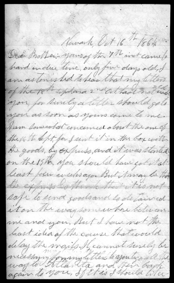 James Parkison to Brother, 1864 October 16