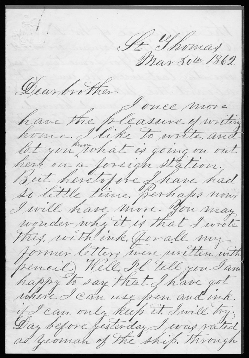 Letter, John Pugh, St. Thomas, Danish West Indies, to Evan Pugh