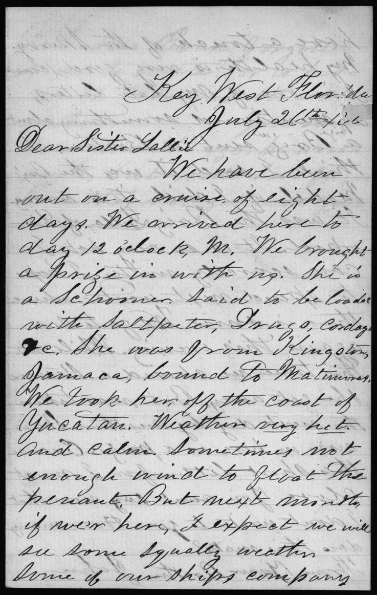 Letter, John Pugh, Key West, Florida, to Sarah Ann Pugh