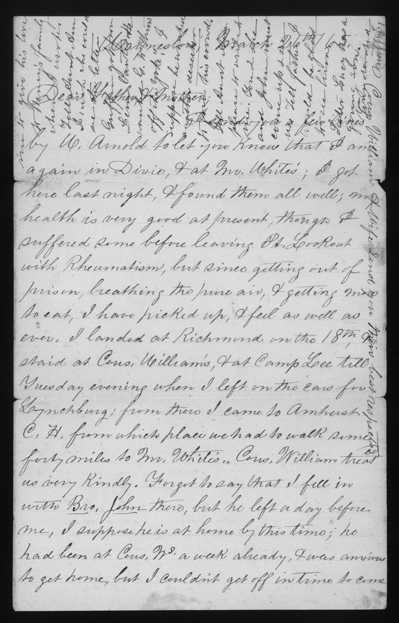Letter, Thomas Griffin read and Martha White Read, Waynesboro, Augusta County, Virginia, to Mother and Father Read
