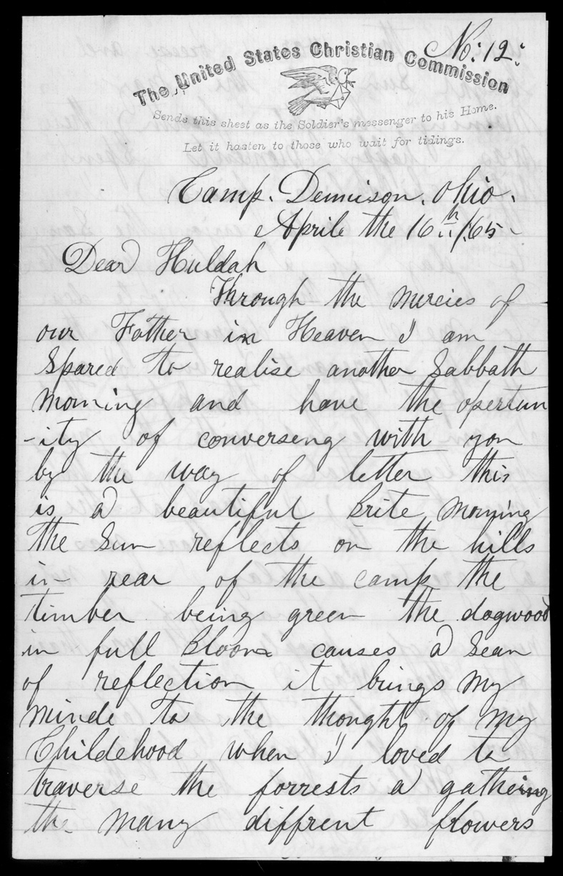 Letter, Samuel T. Reeves, Camp Dennison, Ohio, to Huldah Reeves