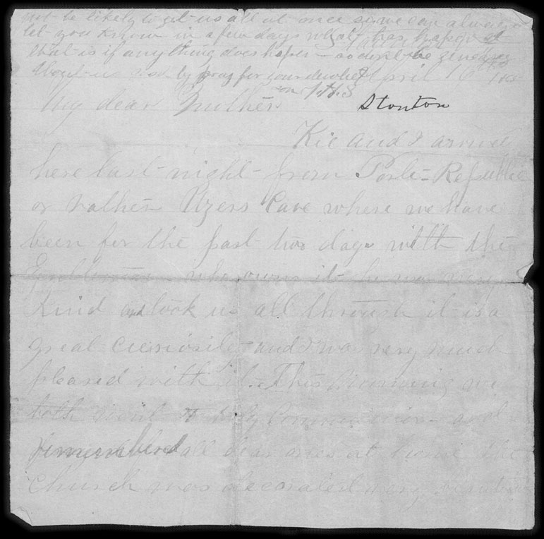 Letter, Thomas Herbert Shriver, Staunton, Virginia, to Mary Owings Shriver