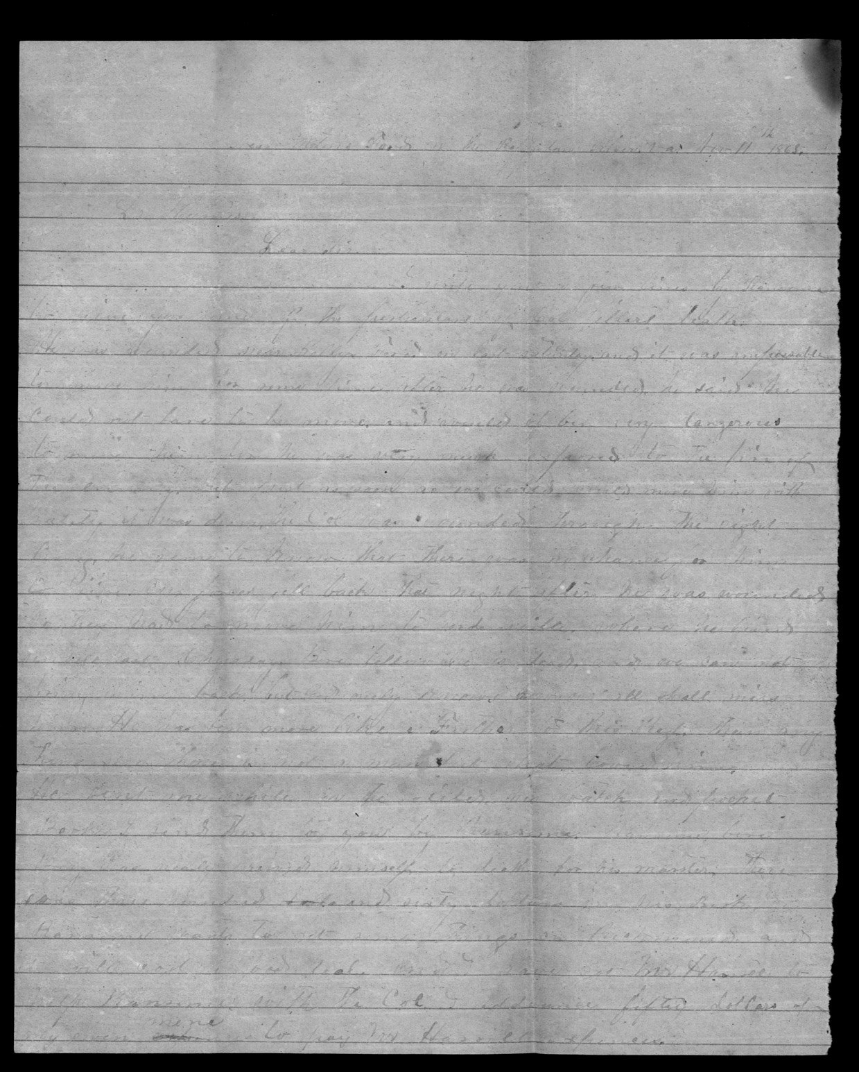 Letter, Gary F. Williams, near Morton&#39;s Ford, Orange County, Virginia, to Dr. Allmond Holmes