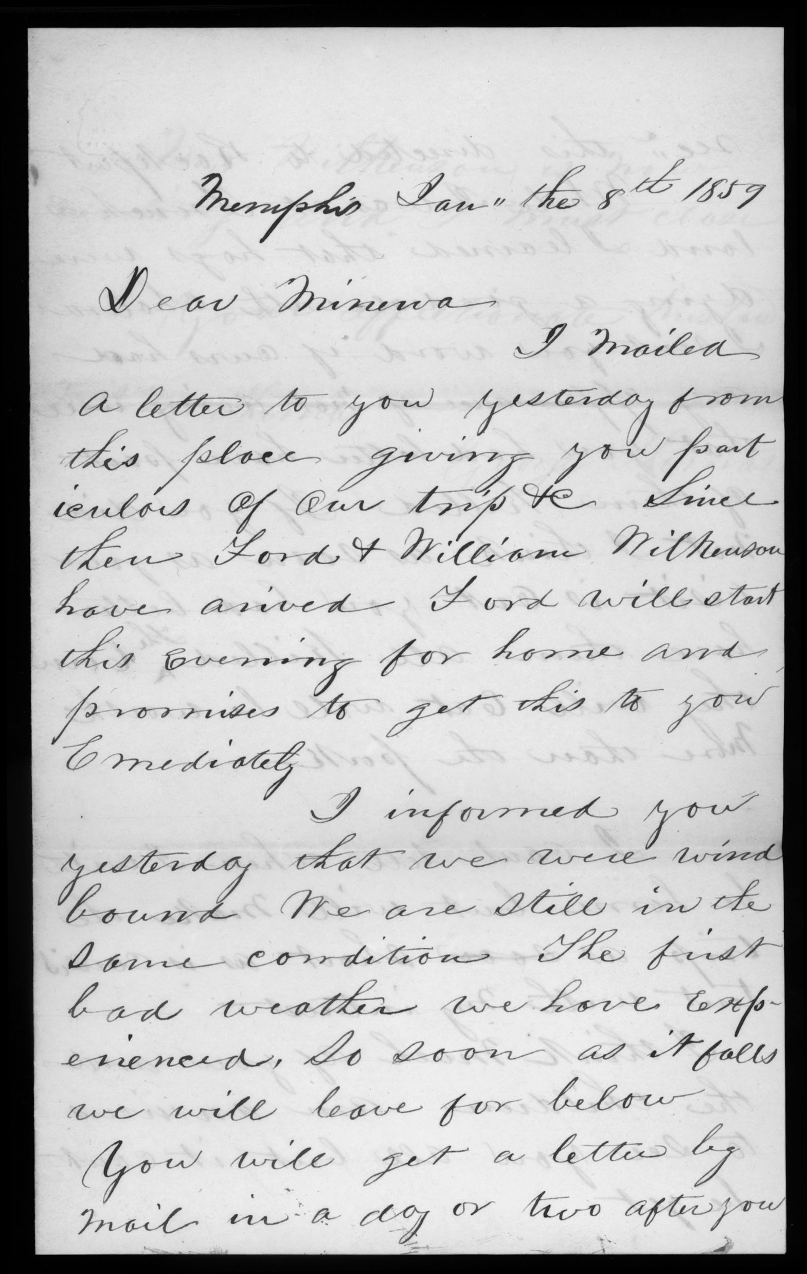 Letter, George Thomas, Memphis, Tennessee, to Minerva Thomas