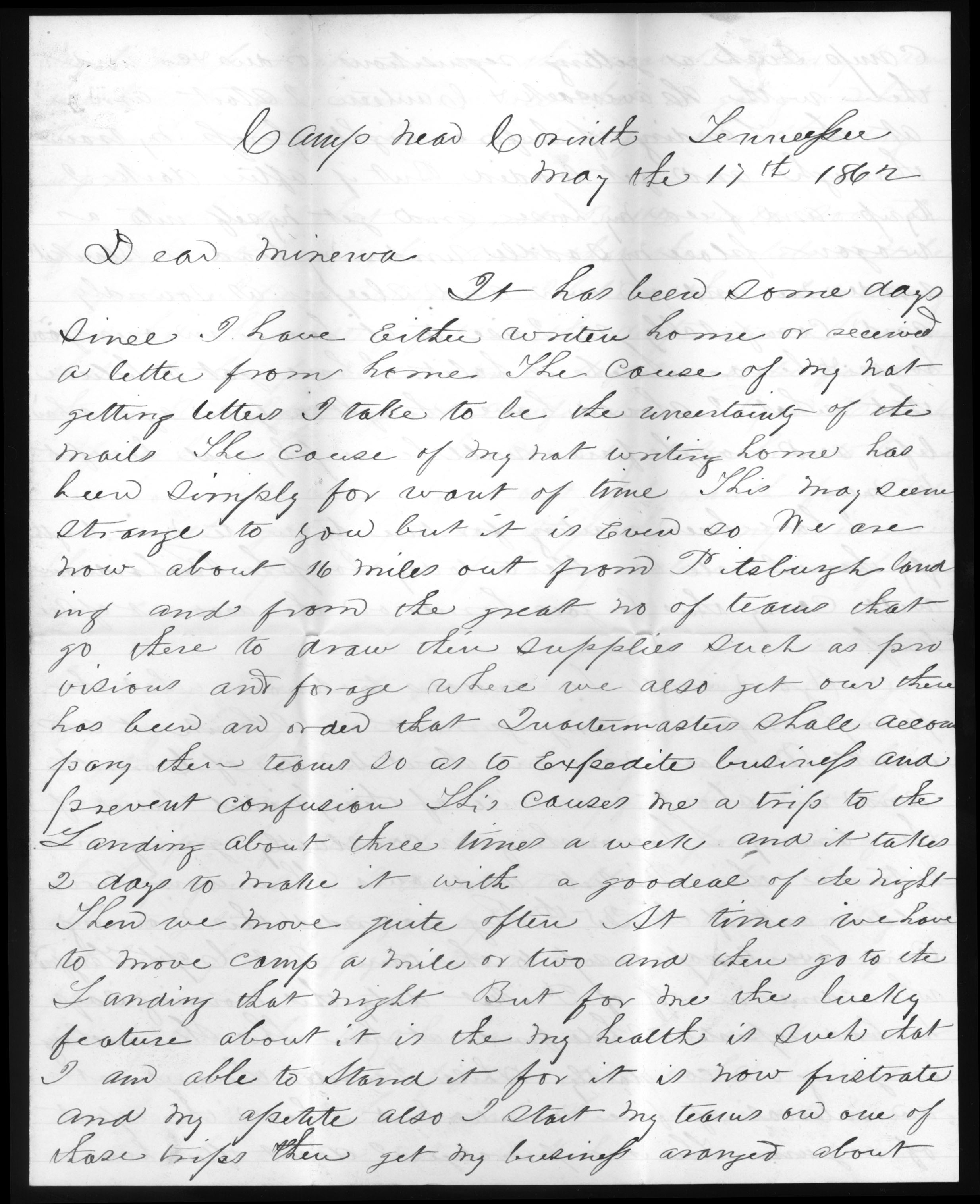 Letter, George thomas, Camp near Corinth, Mississippi, to Minerva Thomas