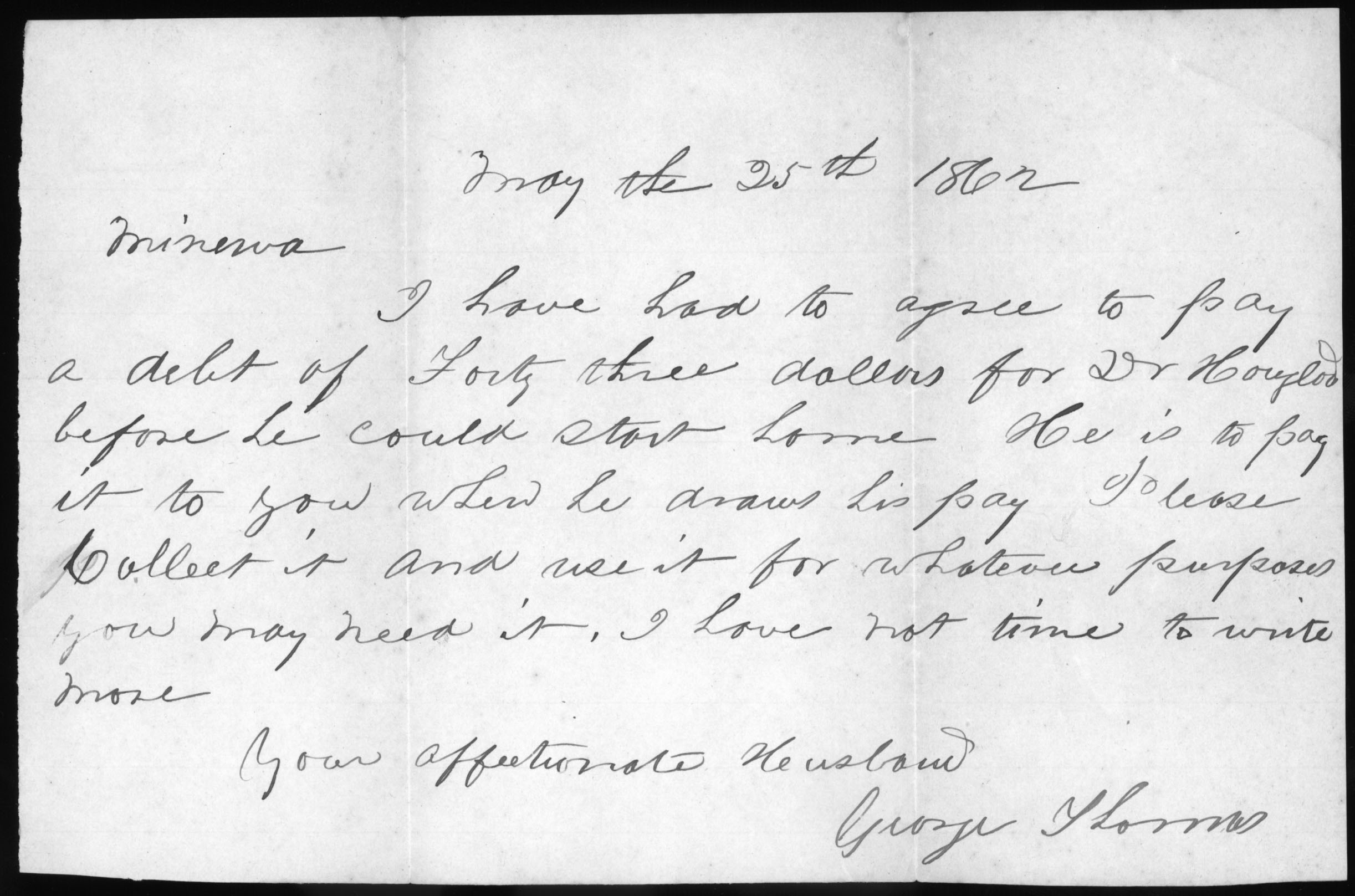 Letter, George Thomas, [Camp near Corinth, Mississippi], to Minerva Thomas