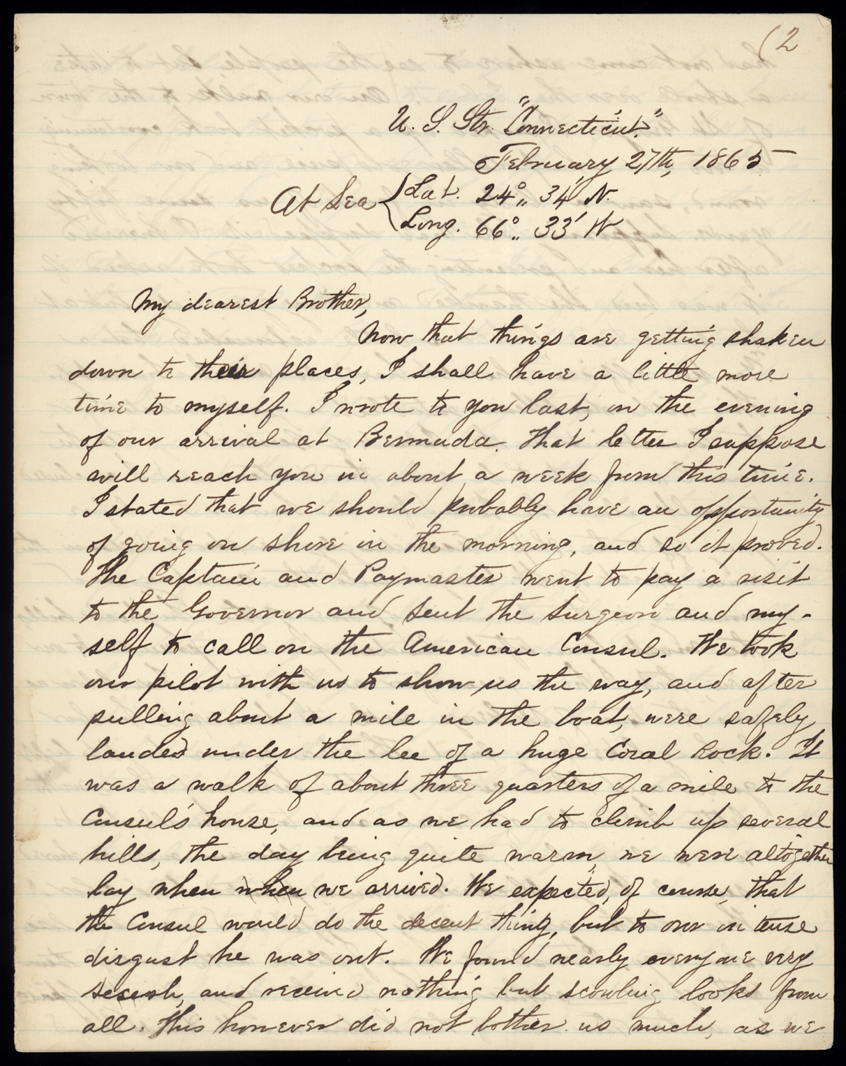 Letter, Herbert B. Tyson, At sea, and off Cape Haitien, Haiti, to Carroll S. Tyson