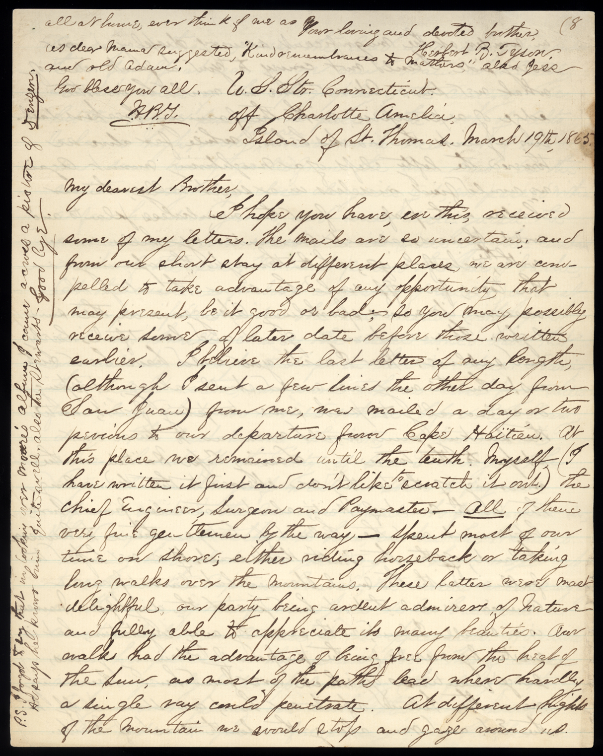 Letter, Herbert B. Tyson, Off Charlotte Amalie, Island of St. Thomas, to Carroll S. Tyson