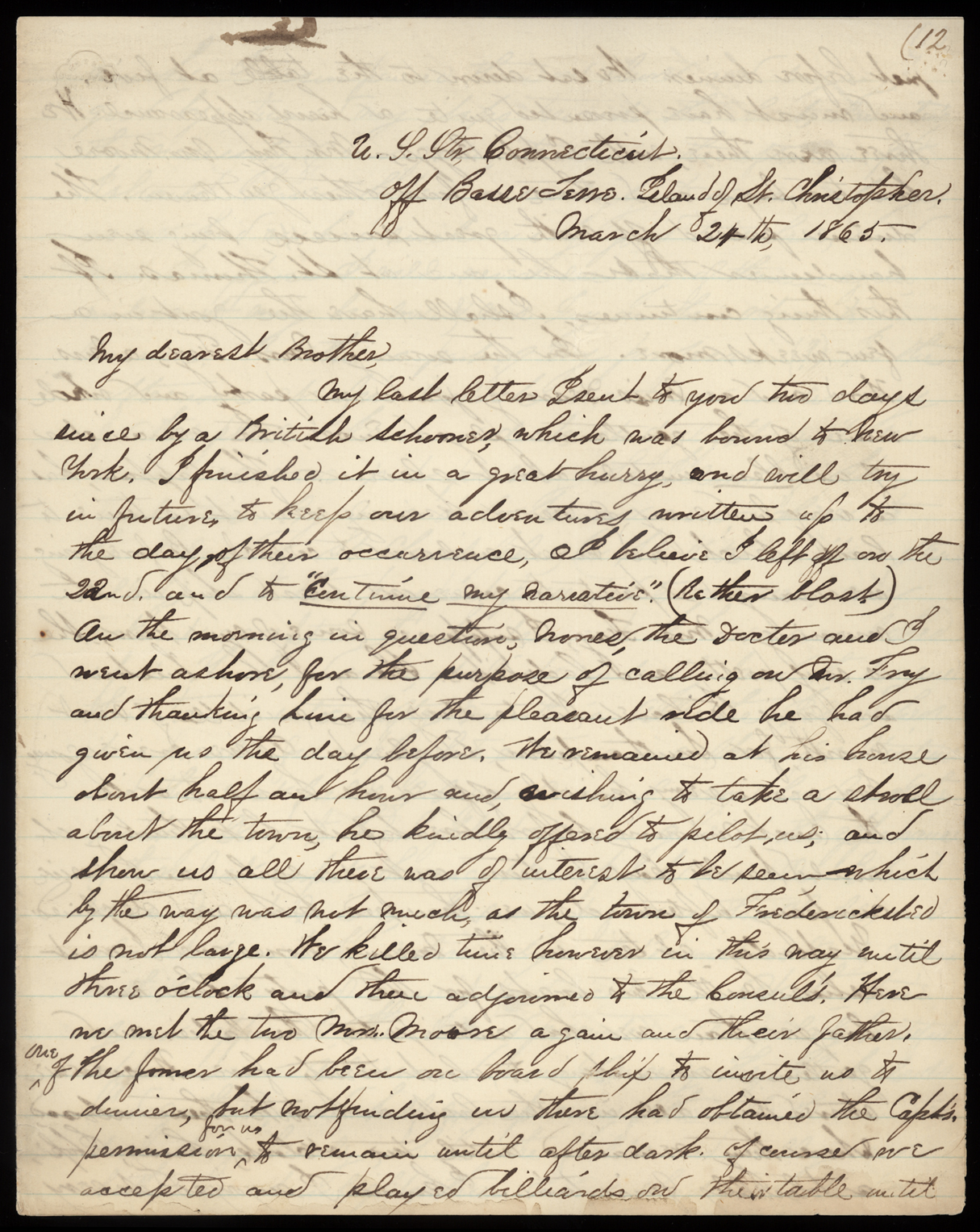 Letter, Herbert B. Tyson, Basseterre, St. Christopher Island; Pointe-à-Pitre, Guadeloupe; Fort-de-France, Martinique; Bridgetown, Barbados, to Carroll S. Tyson