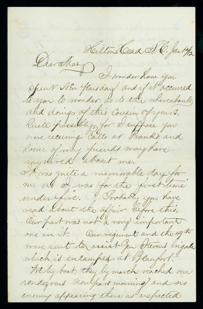 Letter, Robert Sedgwick Edwards, Hilton Head, South Carolina, to Mary Elizabeth Edwards