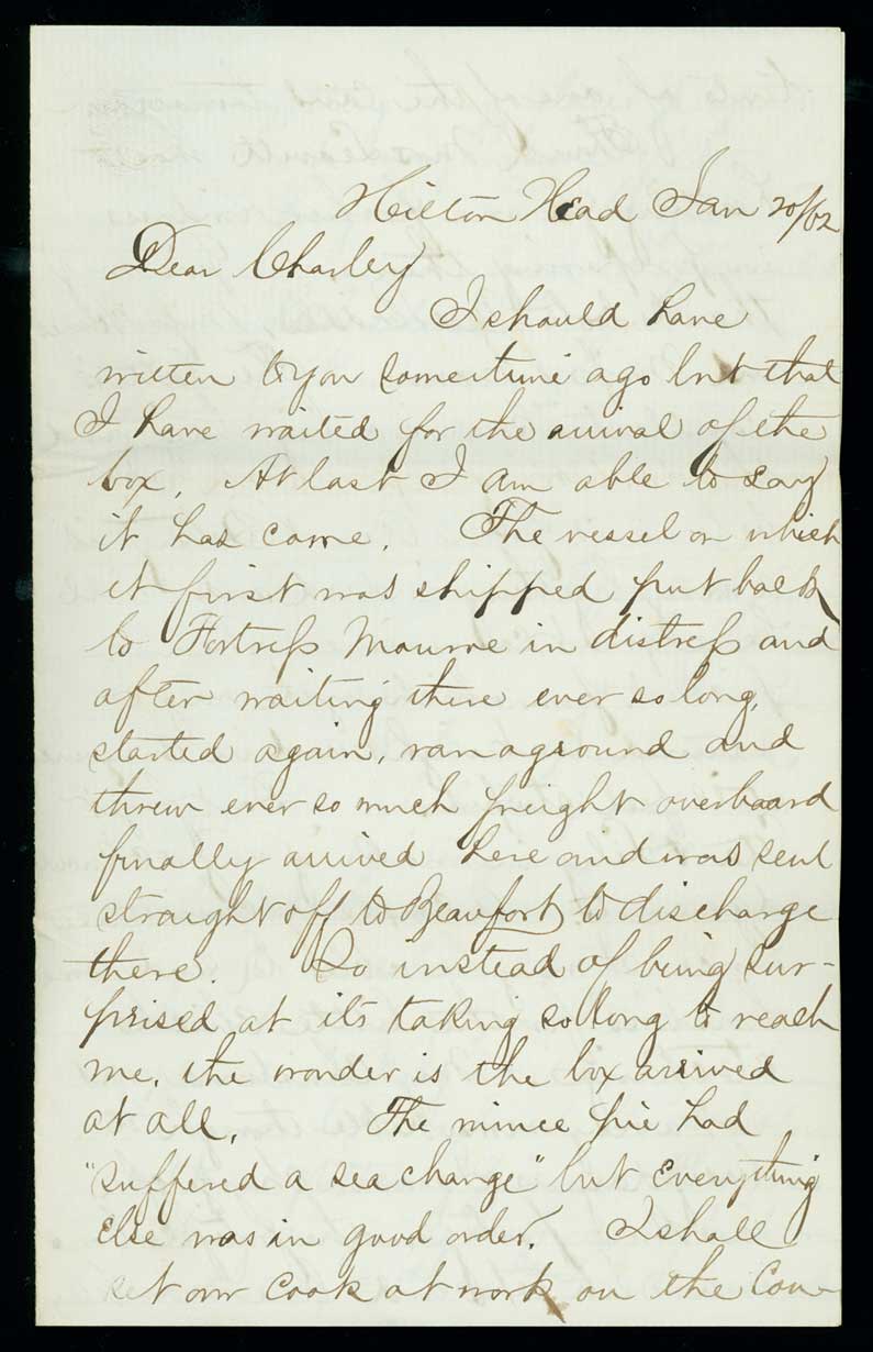 Letter, Robert Sedgwick Edwards, Hilton Head, South Carolina, to Charley