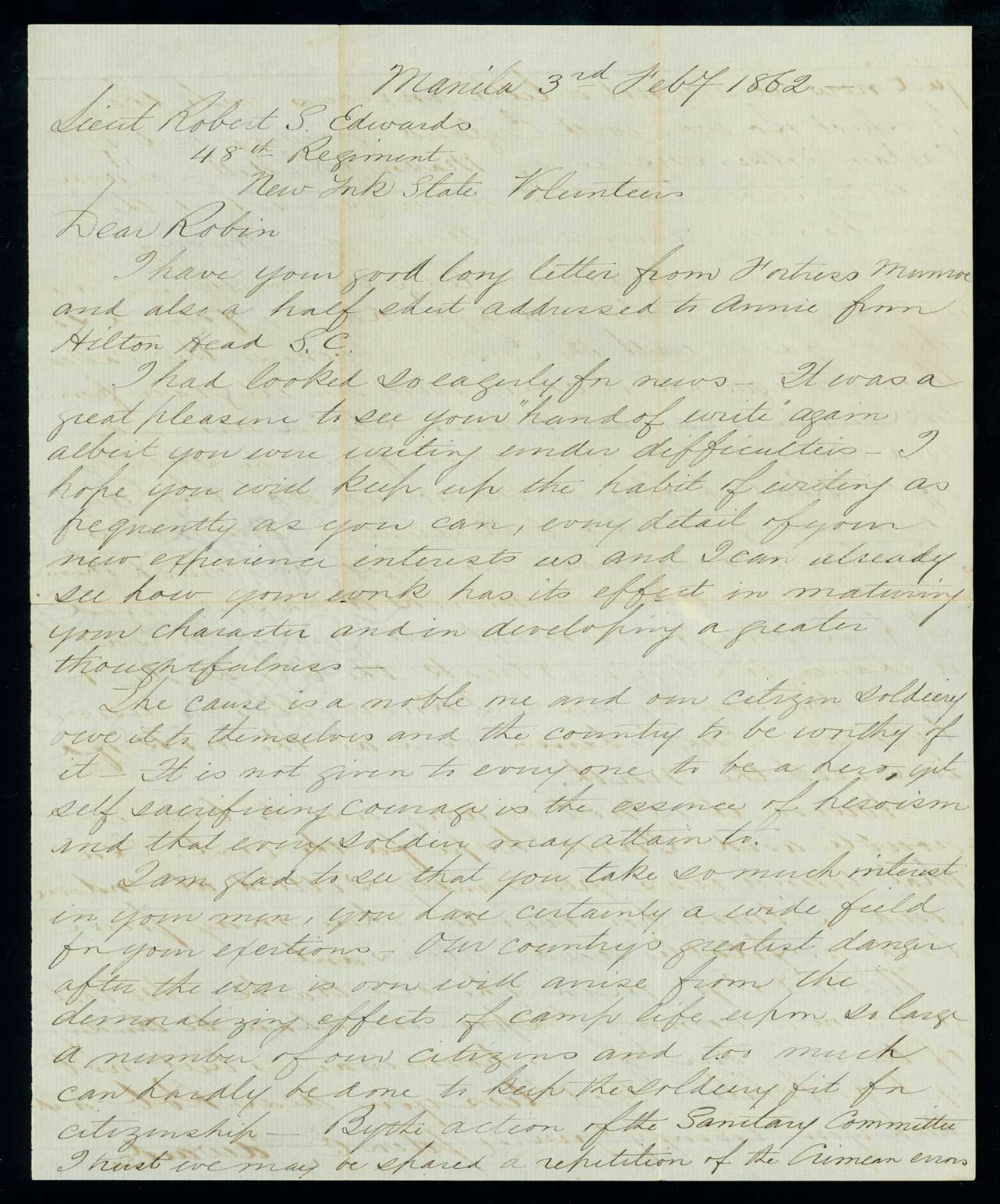 Letter, Ogden Ellery Edwards, Manila, Philippines, to Robert Sedgwick Edwards