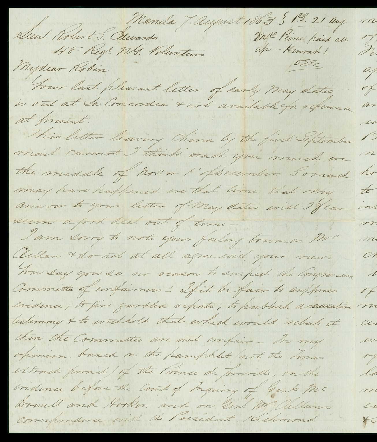 Letter, Ogden Ellery Edwards and Helen E. Edwards, Manila, Philippines, to Robert Sedgwick Edwards