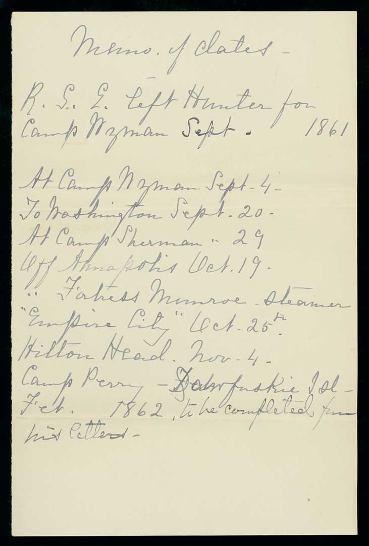 Memorandum of Dates (Robert S. Edwards Papers)