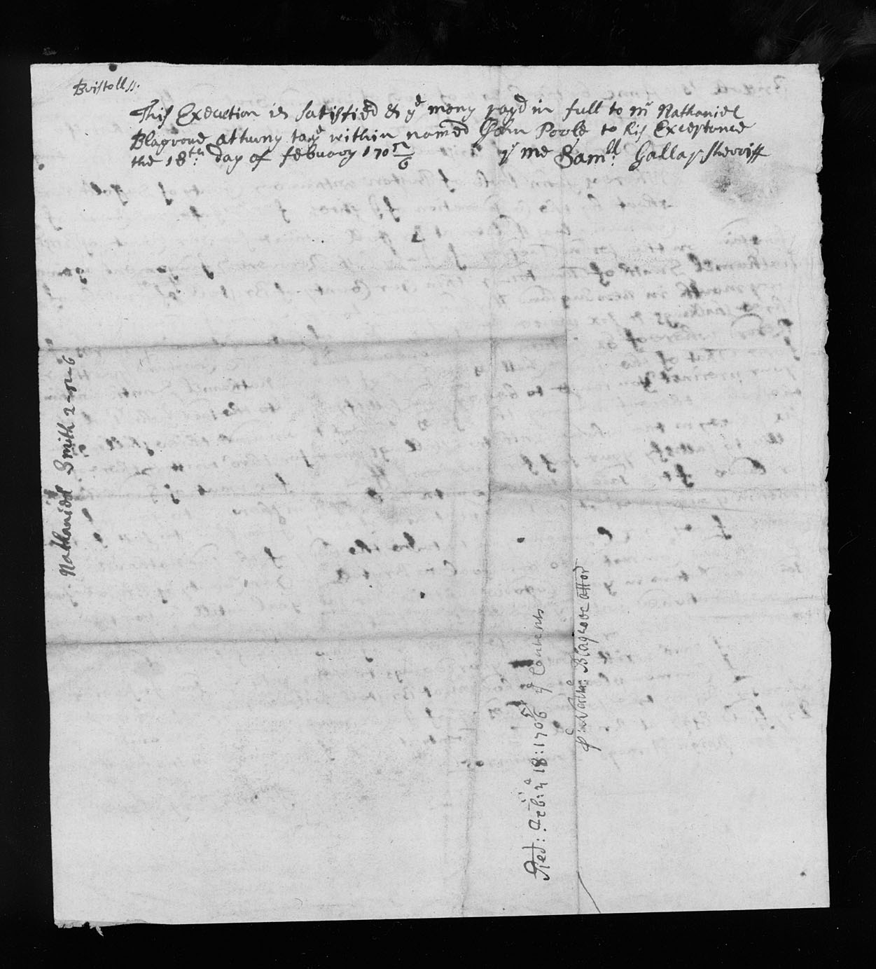 John Cary, "Writ of execution against Nathaniel Smith," Verso