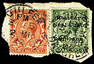 T1 (1) 1/2d green on piece with Great Britain 161